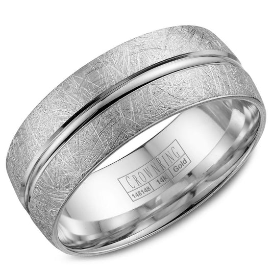 CrownRing 8MM Wedding Band with Textured Finish WB-7935