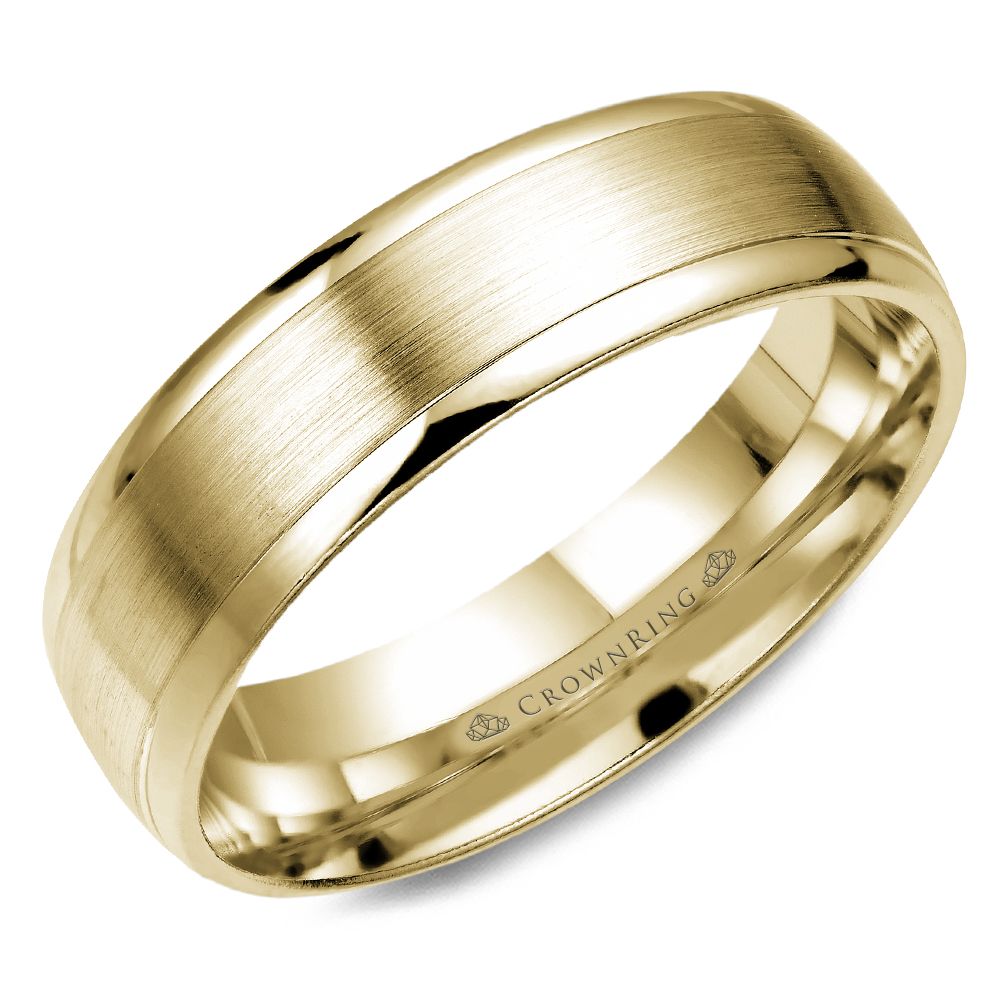 CrownRing 6MM Wedding Band with Brushed Center WB-7019