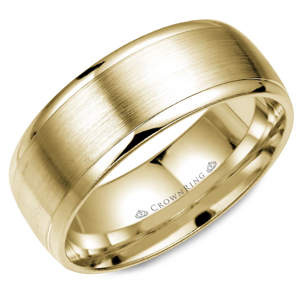 CrownRing 8MM Wedding Band with Brushed Center WB-7023
