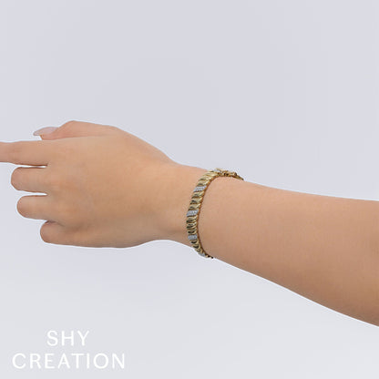 1.48CT 14K Y/G DIAMOND RIBBED BRACELET