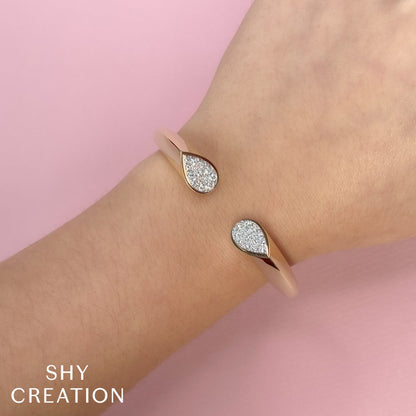 0.88CT 14K2T Y/W DIAMOND PAVE BANGLE
