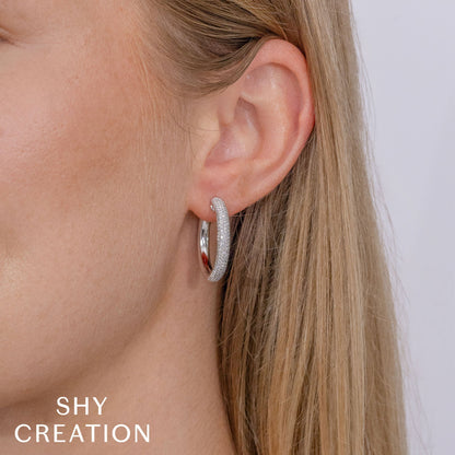 0.40CT 14K W/G DIAMOND PAVE HOOP EARRING