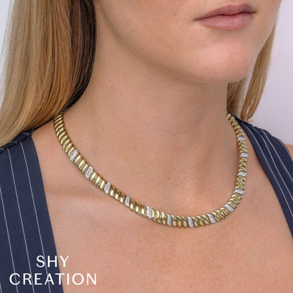 1.77CT 14K Y/G DIAMOND RIBBED NECKLACE