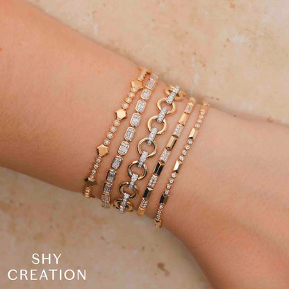 0.90CT 14K Y/G DIAMOND GEO CUT BRACELET