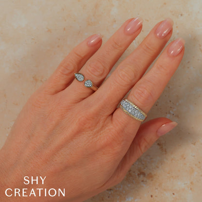 0.19CT 14K2T Y/W DIAMOND PAVE RING