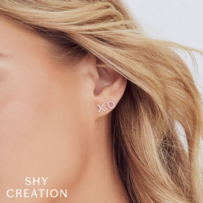 0.09CT 14K Y/G DIAMOND "XO" STUD EARRING