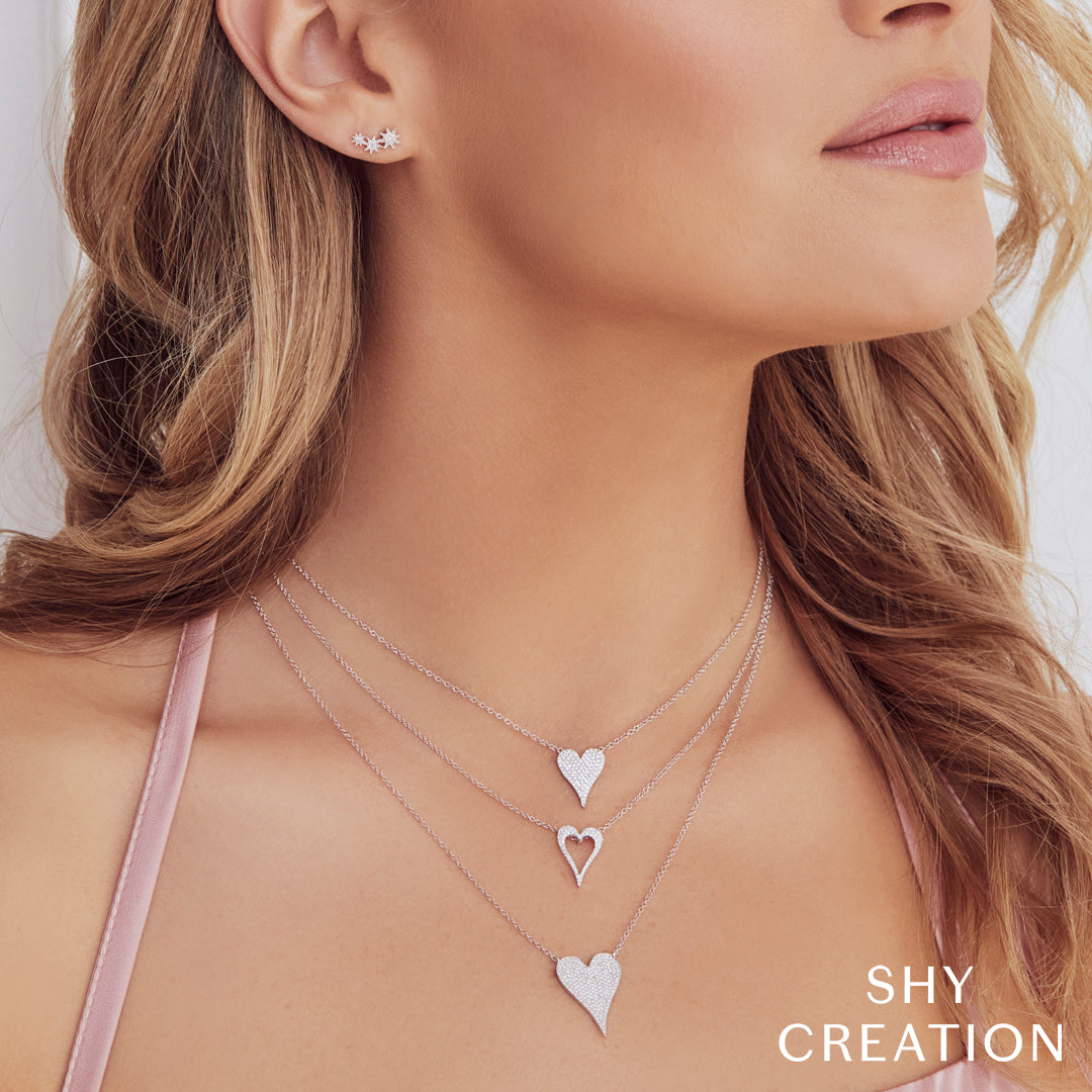 0.43CT 14K W/G DIAMOND PAVE HEART NECKLACE