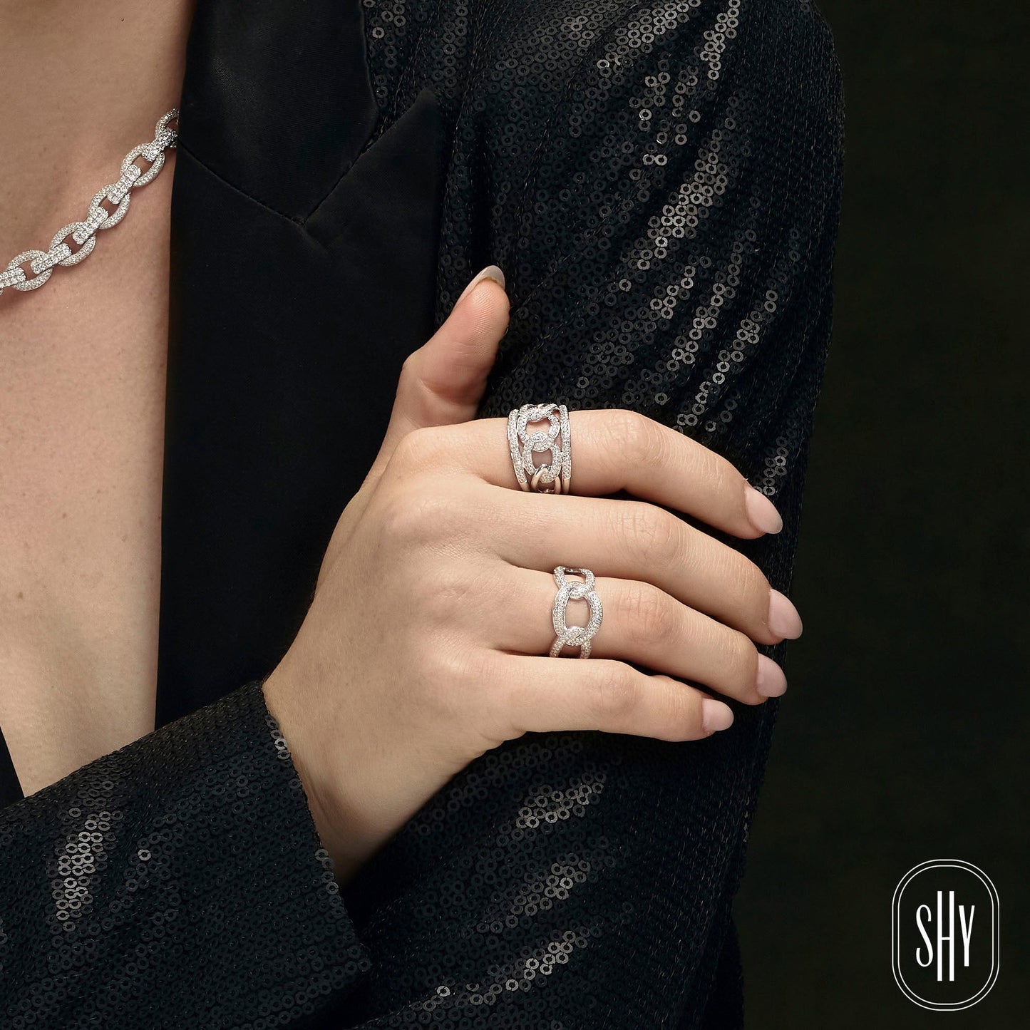 0.55CT 14K W/G DIAMOND LINK RING