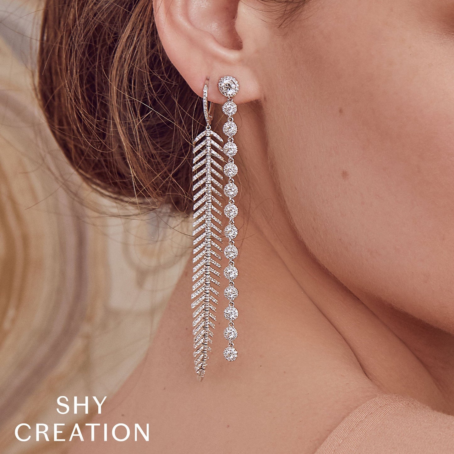 1.43CT 14K W/G DIAMOND FEATHER EARRING