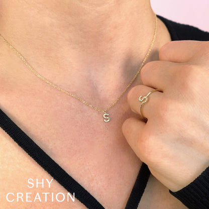 14K Yellow Gold Initial A Diamond Ring