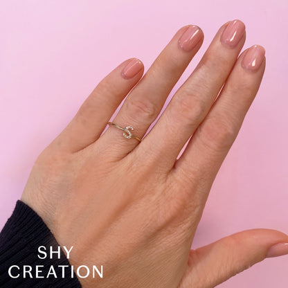 0.04CT 14K W/G DIAMOND LADY'S RING - INITIAL O