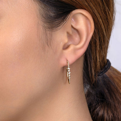 0.43CT 14K Y/G DIAMOND BAGUETTE HOOP EARRING