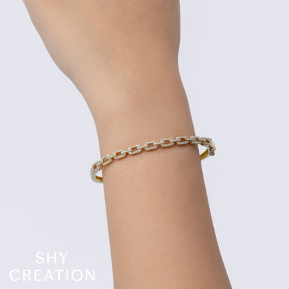 0.44CT 14K Y/G DIAMOND LINK BANGLE
