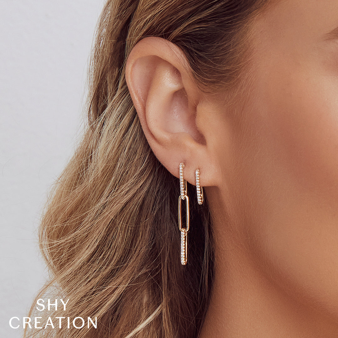 0.17CT DIAMOND PAPER CLIP LINK EARRING