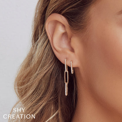 0.17CT DIAMOND PAPER CLIP LINK EARRING