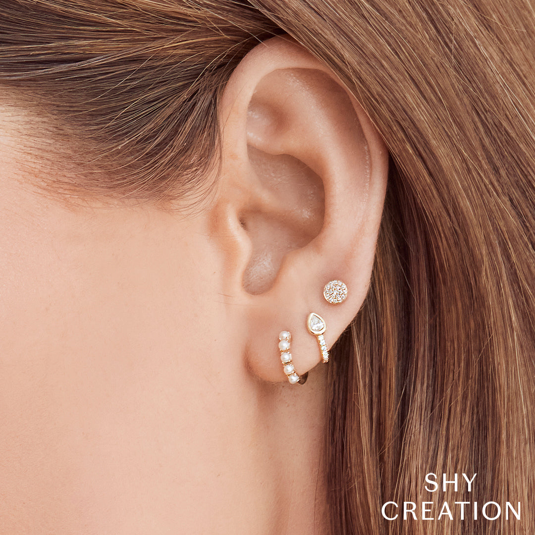 0.07CT 14K W/G DIAMOND PAVE CIRCLE STUD EARRING