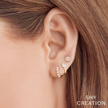 0.07CT 14K W/G DIAMOND PAVE CIRCLE STUD EARRING