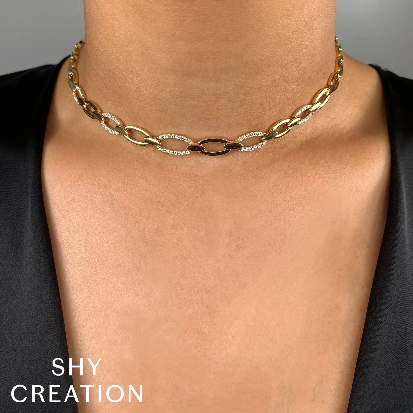 0.74CT 14K Y/G DIAMOND LINK NECKLACE