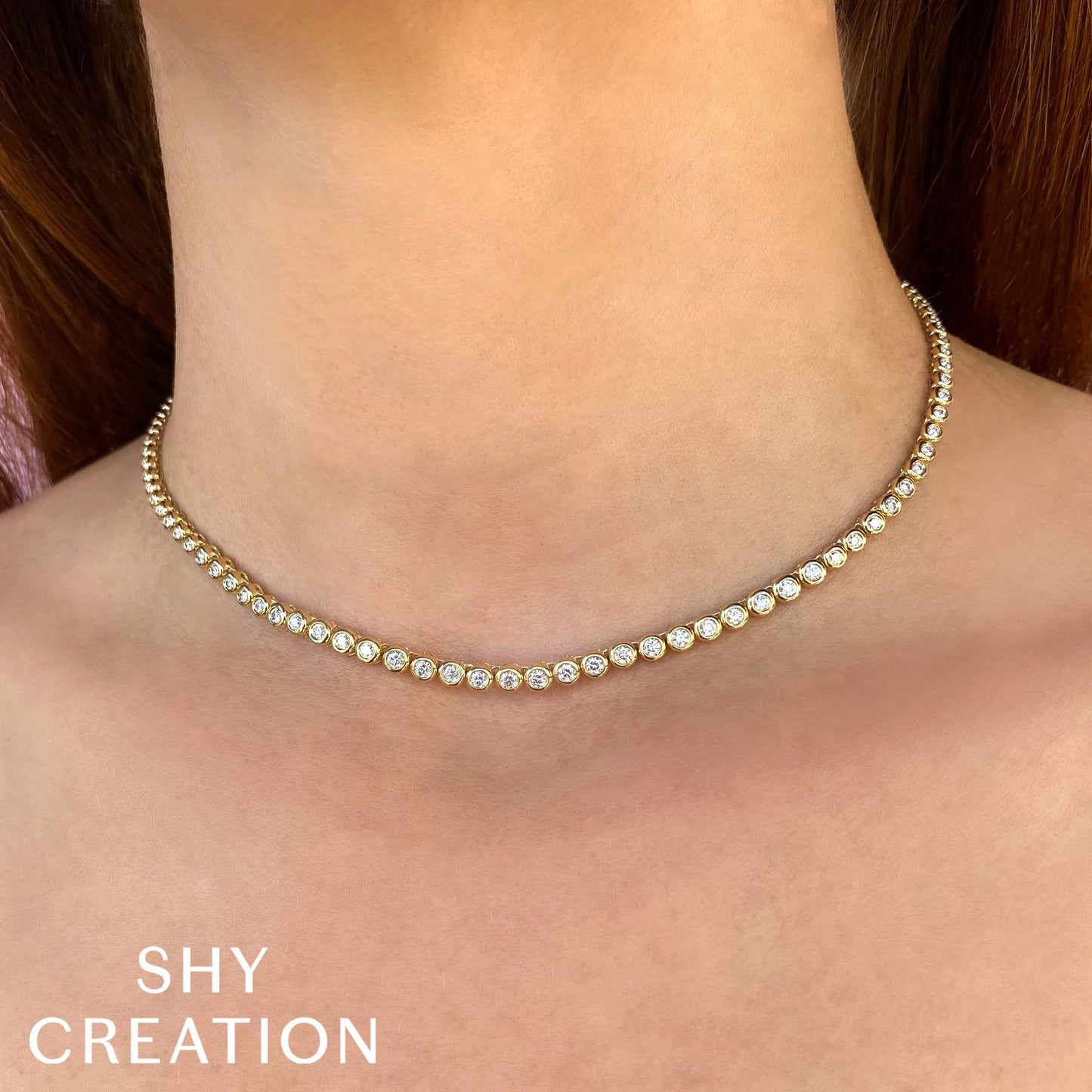 2.00CT 14K Y/G DIAMOND BEZEL TENNIS NECKLACE