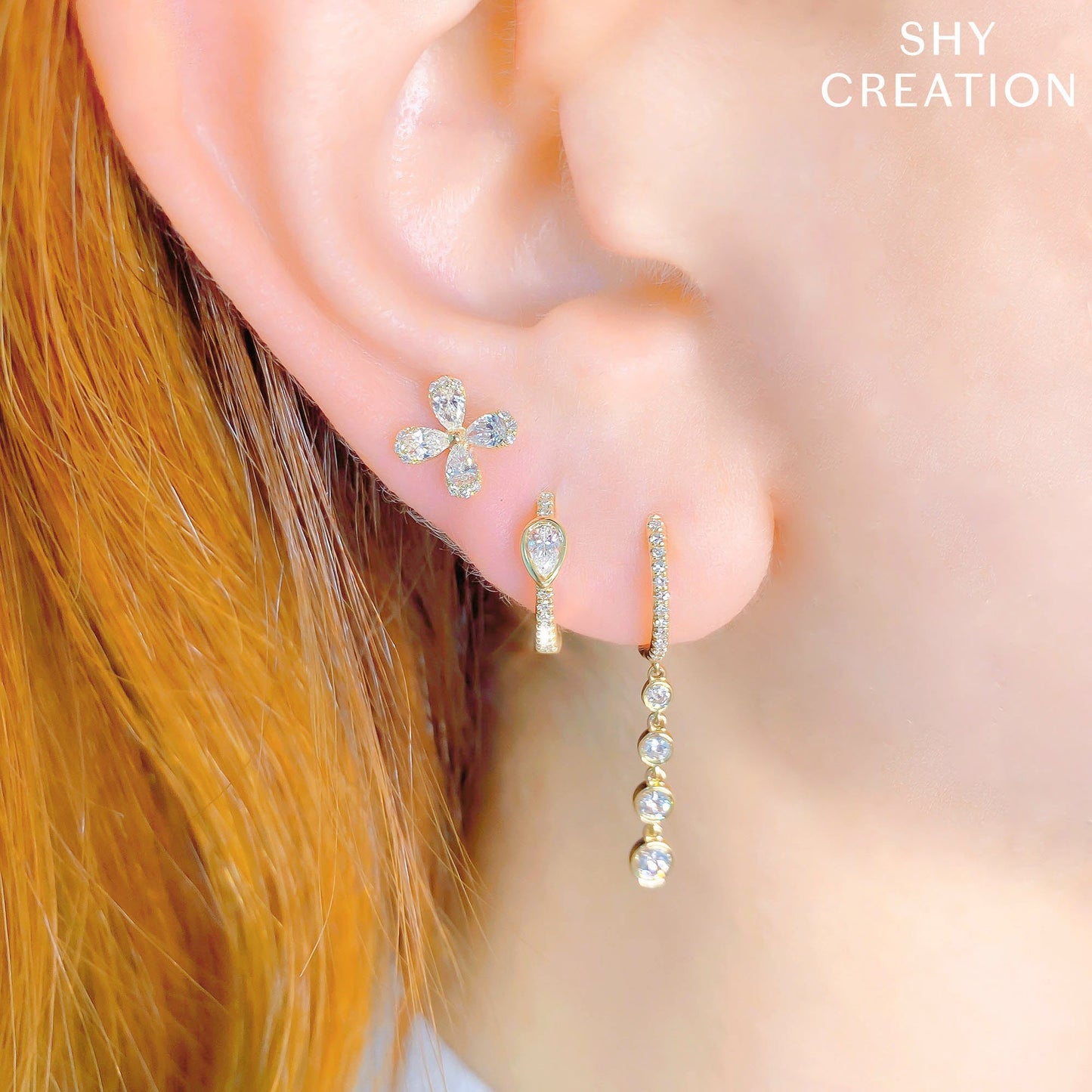 0.45CT 14K W/G DIAMOND BEZEL EARRING