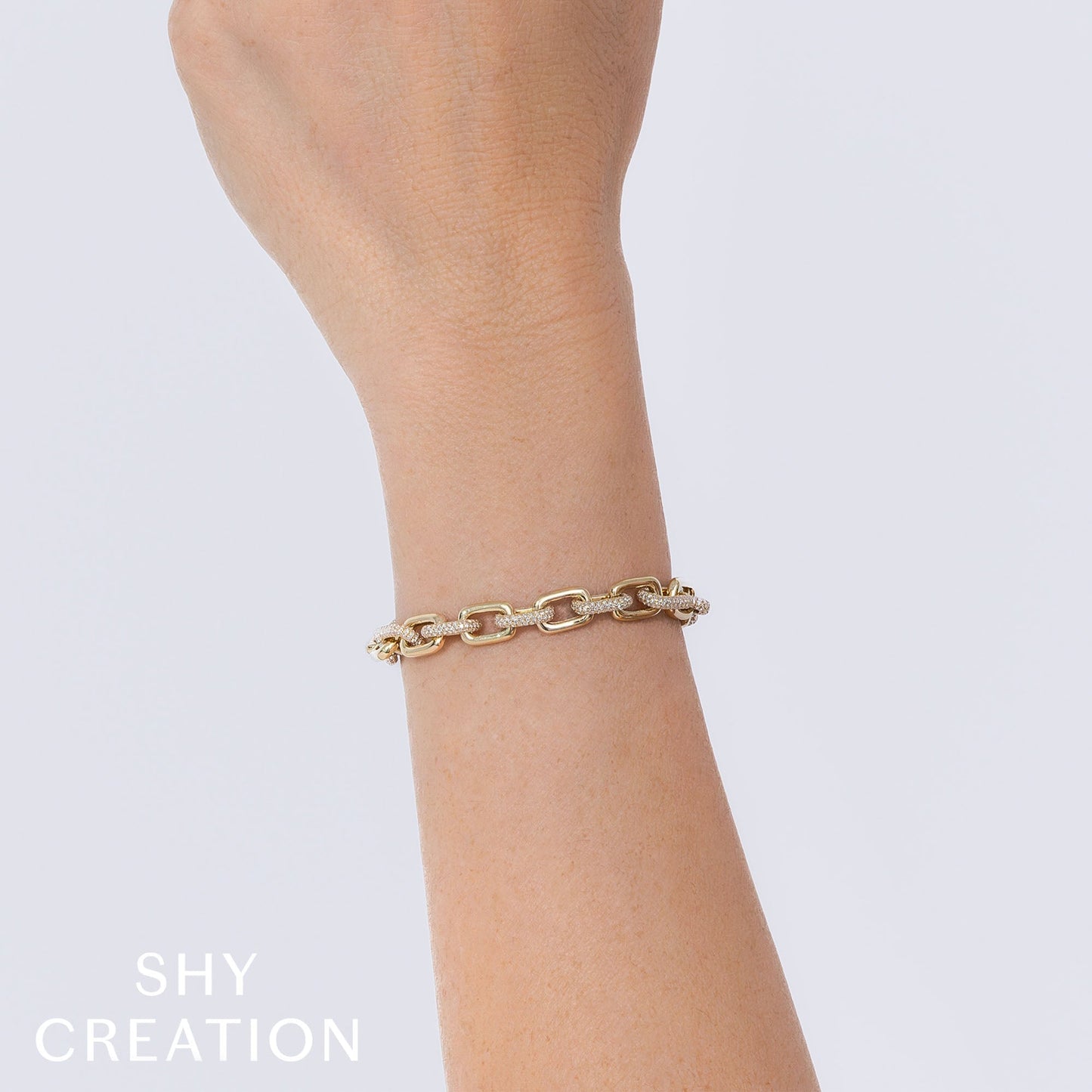 3.67CT 14K W/G DIAMOND PAVE PAPER CLIP LINK BRACELET