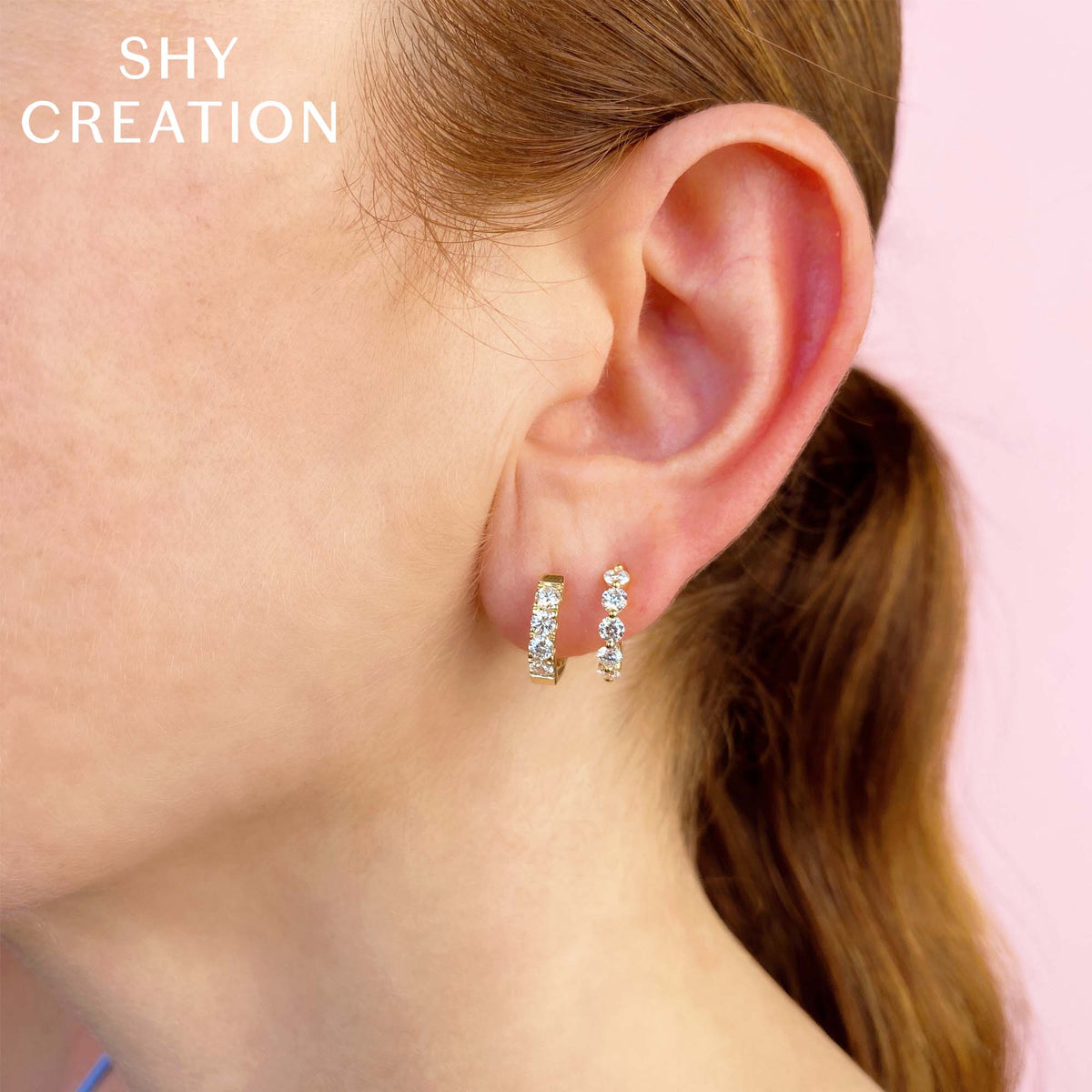 0.92CT 14K Y/G DIAMOND HUGGIE EARRING
