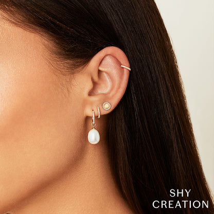 0.06CT 14K Y/G DIAMOND & CULTURED PEARL EARRING