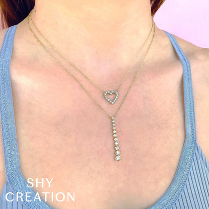 0.37CT 14K Y/G DIAMOND BEZEL JOURNEY NECKLACE