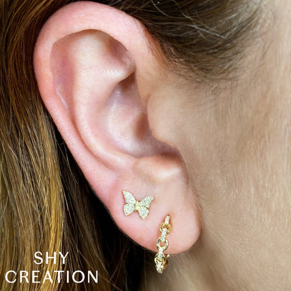 0.15CT 14K W/G DIAMOND BUTTERFLY STUD EARRING