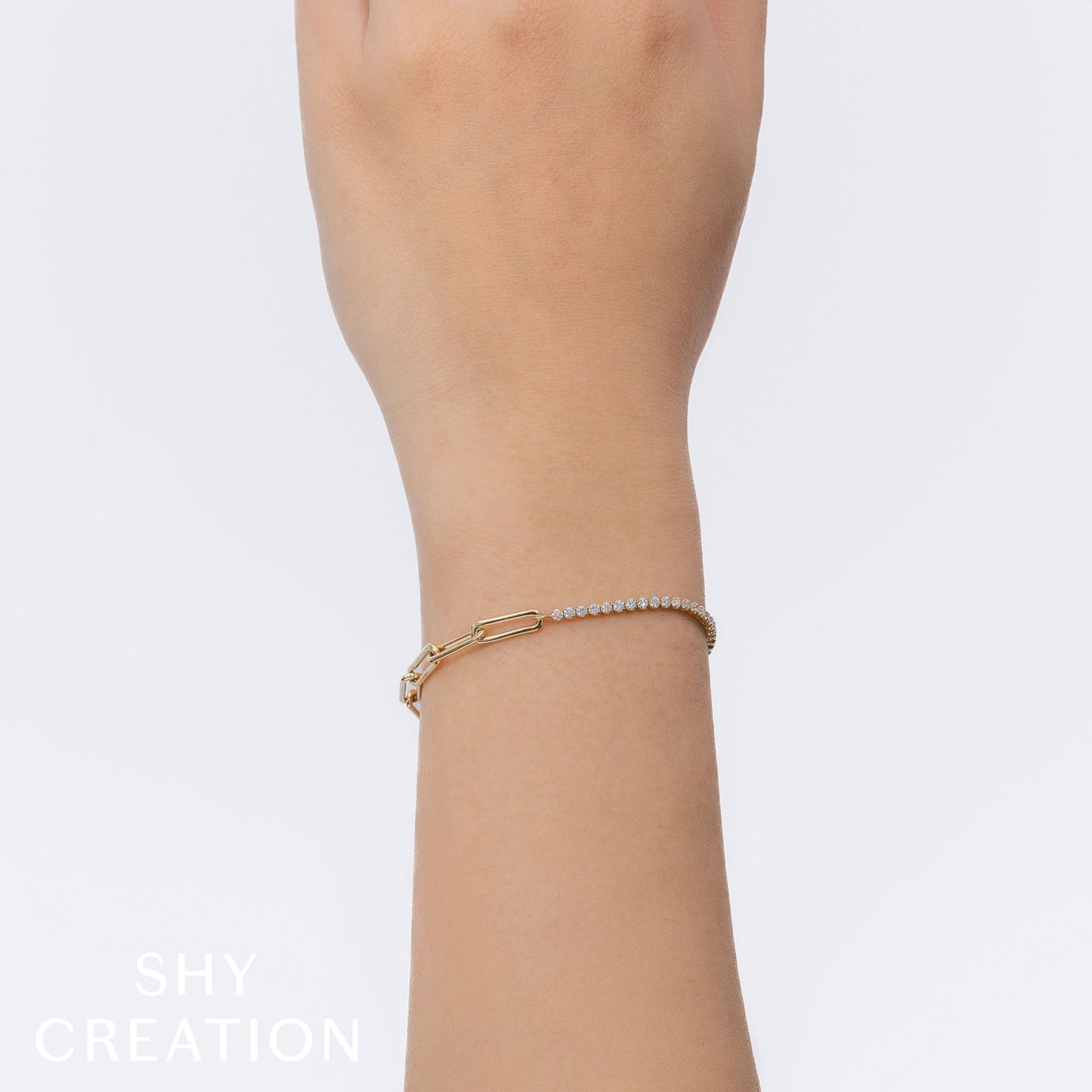 0.66CT 14K Y/G DIAMOND PAPER CLIP LINK BRACELET