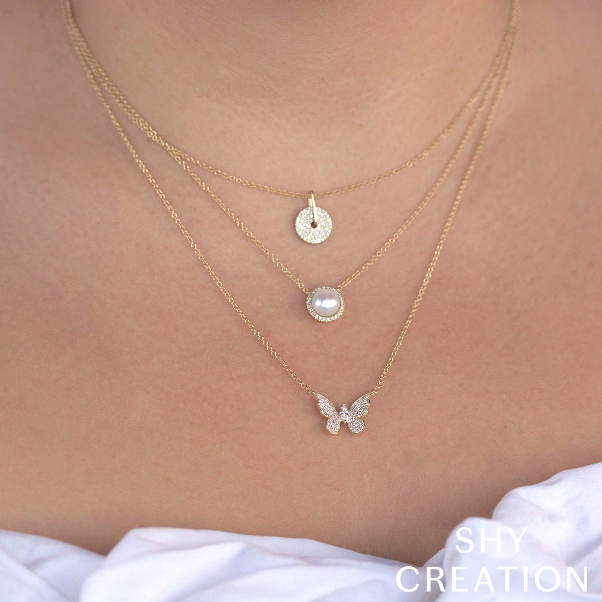 0.08CT 14K W/G DIAMOND & CULTURED PEARL NECKLACE