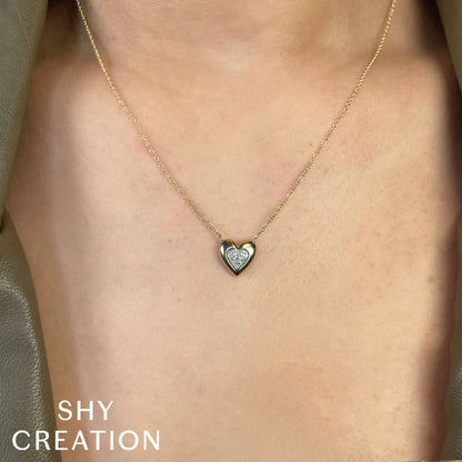 0.04CT 14K Y/G DIAMOND HEART NECKLACE