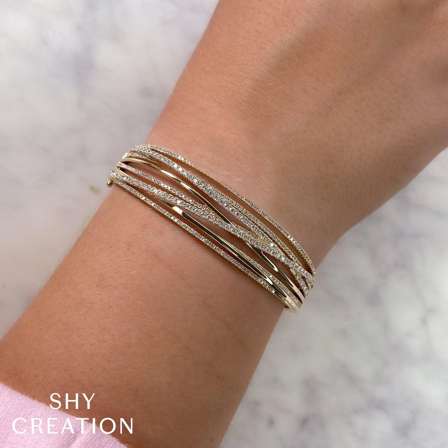 1.64CT 14K Y/G DIAMOND BRIDGE BANGLE