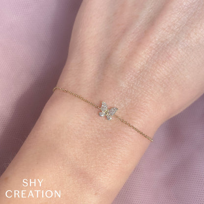0.08CT 14K Y/G DIAMOND BUTTERFLY BRACELET