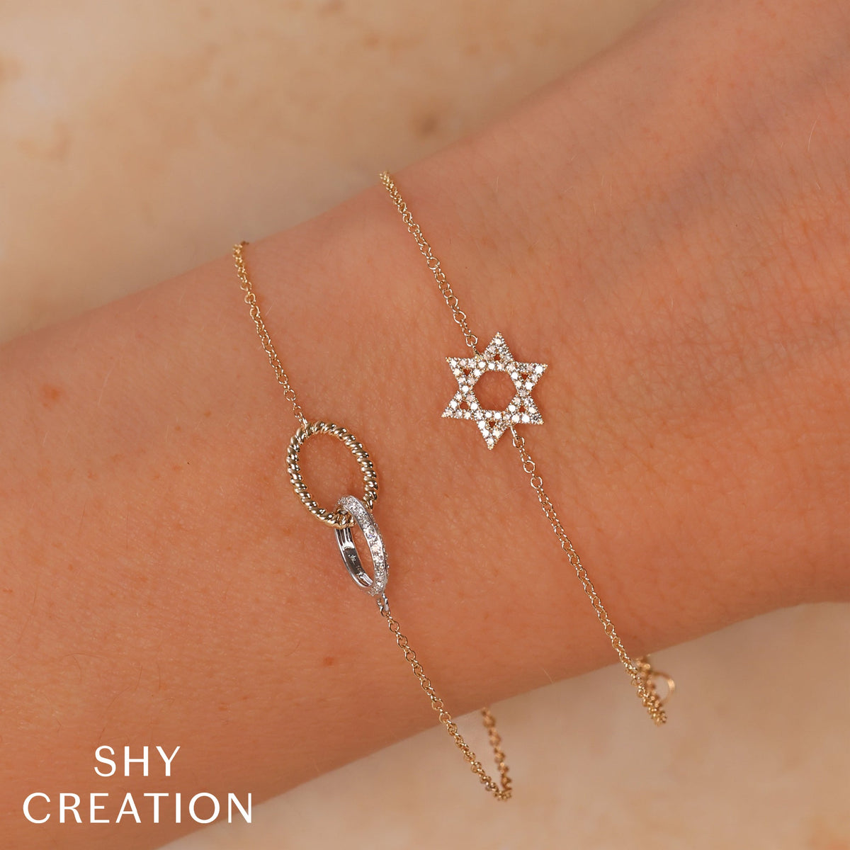 0.11CT 14K W/G DIAMOND STAR OF DAVID BRACELET