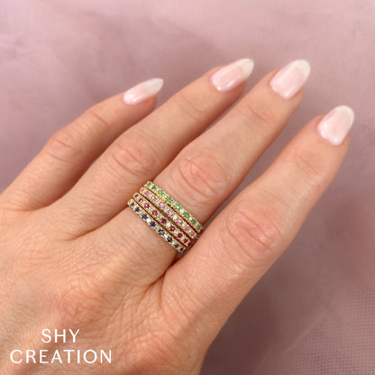 0.10CT DIAMOND & 0.10CT PINK SAPPHIRE BAND