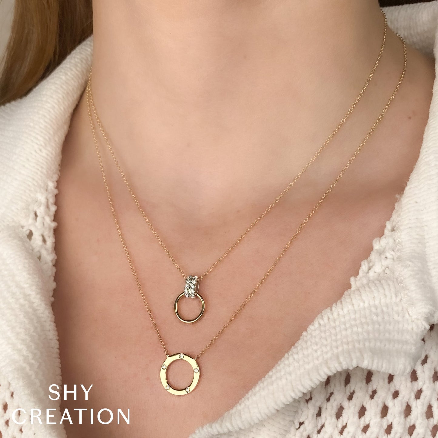 0.07CT 14K Y/G DIAMOND CIRCLE NECKLACE