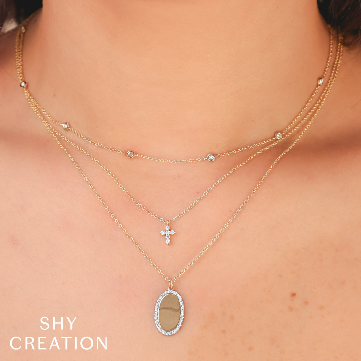 0.10CT 14K W/G DIAMOND CROSS NECKLACE