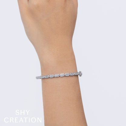 0.65CT 14K W/G DIAMOND BAGUETTE BANGLE