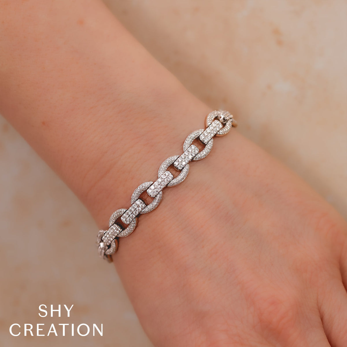 3.82CT 14K W/G DIAMOND LINK BRACELET