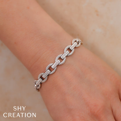 3.82CT 14K W/G DIAMOND LINK BRACELET