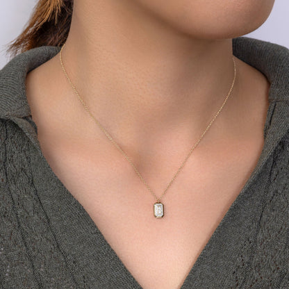 0.09CT 14K Y/G DIAMOND BAGUETTE NECKLACE
