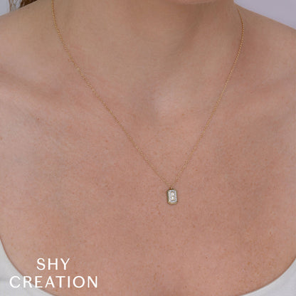 0.09CT 14K Y/G DIAMOND BAGUETTE NECKLACE
