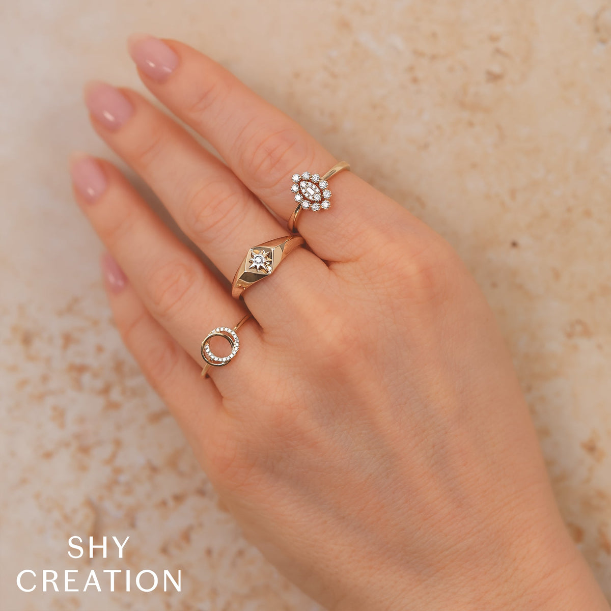 0.07CT 14K Y/G DIAMOND LOVE KNOT CIRCLE RING