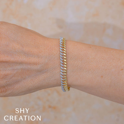 0.88CT 14K Y/G DIAMOND LINK BRACELET