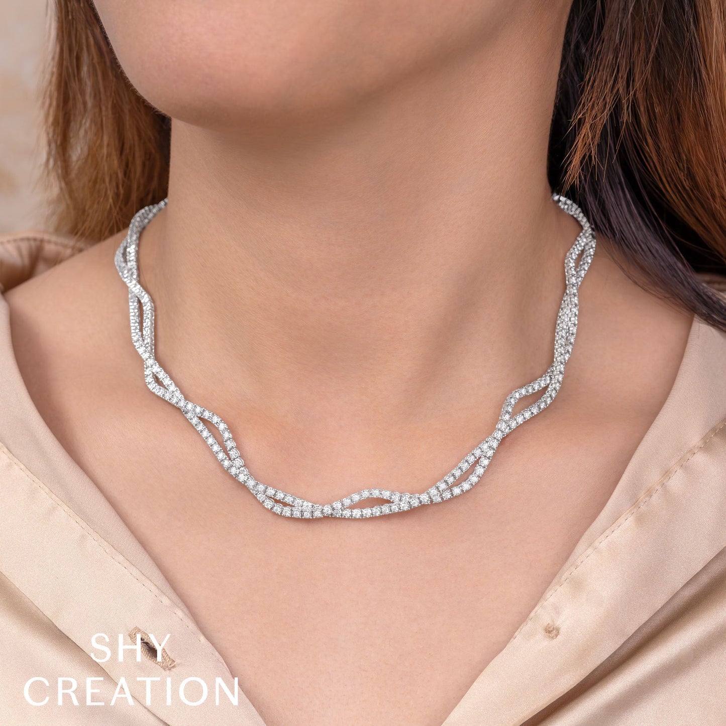 2.53CT 14K W/G DIAMOND TWISTED DOUBLE STRAND NECKLACE