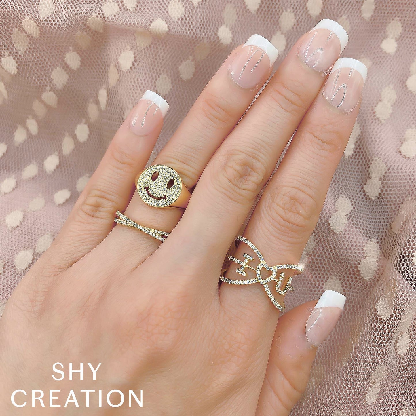 14K Yellow Gold Diamond Crossover Ring