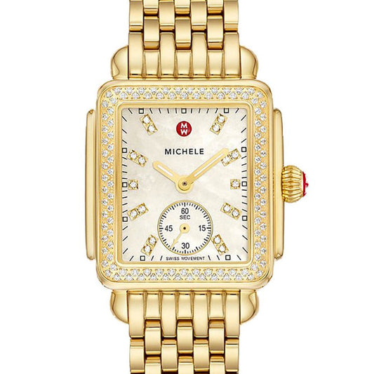 Michele Deco Mid Gold Diamond Stainless Steel Watch- MWW06V000124