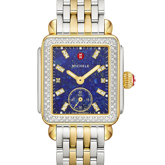 Michele Deco Mid Two-Tone Diamond Stainless Steel Lapis Dial Watch - MWW06V000125