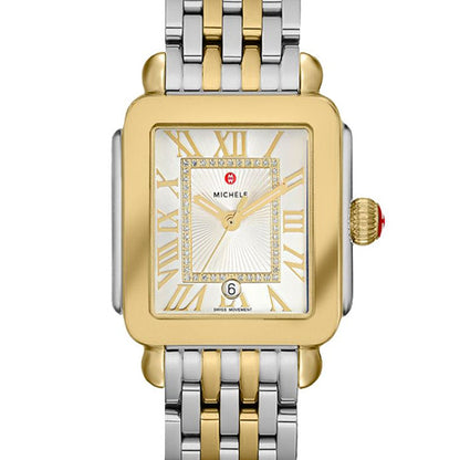 Michele Deco Madison Mid Two-Tone 18K Gold Diamond Dial Watch - MWW06G000013